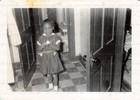 Vintage Photo African American Girl Plaid Dress Standing In Doorway 1950 s 