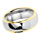 Men s 8mm Stainless Steel Two-tone Silver Yellow Gold Wedding Promise Band Ring