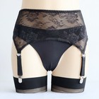 Luxallacki Sheer Floral Lace 4 Straps Suspender Garter Belt Underwear Lingerie