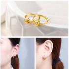 Pure 24k Yellow Gold Earrings Hoop Women Polish Surface Bead Earrings 1 2-1 3g