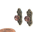 Dollhouse Miniature Antiqued Metal With Clear Lavender Door-knobs