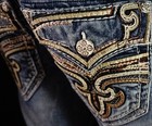  250 Mens Rock Revival Jeans  jeroni  Leather Inserts Slim Straight 29 X 29