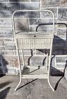 Antique Victorian White Wicker Sewing Basket Stand Cabinet W  Handle
