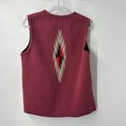 Ortegas Chimayo Hand Woven Wool Vest Size S Burgundy Southwestern Vintage