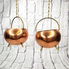 Vintage Armor Solid Copper Brass Set Of 2 Hanging Mini Bowls Planters Cauldron