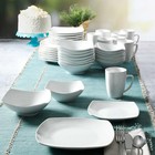 40-piece Dinnerware Set White Ceramic Kitchen Dish Square Plate Mugs Eating Dish