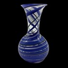Art Glass Vintage Glass Mountian Studios Signed Blue Swirl Vase Home Decor