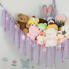 59 Inch Purple Stuffed Animal Hammock With Led Lights Wall Mount Storage Net
