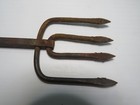 Antique Hand-forged Iron Fish eel Spear Head Primitive 4 7 8  X 2 5 8 