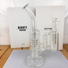 Premium 9  Double Perc Thick Glass Bong Pipe W 14mm 90   Ash Catcher Usa Stock