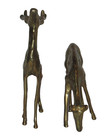 Vintage Pair Of Solid Brass Spotted Deer Buck And Doe Figurines Sculptures