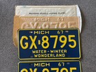Rare 1967 Nos Unused Michigan License Plate Plates Pair Set Chevy Ford Dodge 