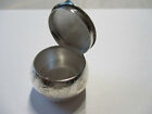 Sterling Silver Pill Box Round Shape With Flat Top Engraved 1 1 4 Wide 3 4 Tall 