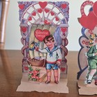 Vintage 1930s Set Of 3 Standing Pop Up Die Cut Valentine s Day Cards Germany