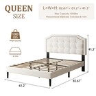 Haoara Queen Size Bed Frame  Platform Frame With Queen  Beige 