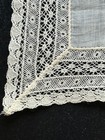 Vintage Early Handmade Rows Of Needle Lace Wedding Crisp Linen Handkerchief 11 