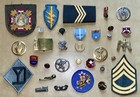 Large Junk Drawer Lot Ww2 Korea Military Pins Insignia Patches Service Medal Etc