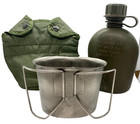 Usgi Military 3 Pc Set 1qt Od Canteen W Od Pouch Cover   Stainless Cup Nice