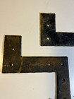 Antique Hand Forged Iron Cranked Strap Hinge Appliques 15 25  Primitive Offset