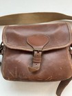Vintage Brown Leather  Cartridge Shooting Bag With Canvas Shoulder Strap