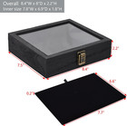  mooca Tempered-glass Top Small Wooden Jewelry Display Case With Removable Black