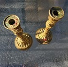 Antique 19th Century French Louis Xvi Style Gilt Brass Column Candlesticks    pair