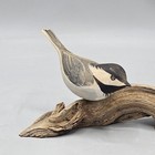 Ernest Muehlmatt Hand-carved Chickadees On Branch