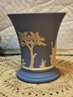 Vintage 1970 Wedgewood Pale Blue Jasperware 4  Trumpet Vase