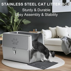 Enclosed Stainless Steel Cat Litter Box With Lid  Xl Metal Litter Box For Big   