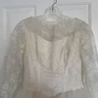 Original Vintage 1956 Wedding Dress Toile Satin Voluminous Skirt Lace Buttons