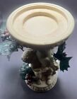 Vintage Angel Cherub Pillar Candle Holder 8 5  With Decorative Christmas Holly