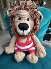 Crochet Beige Lion Handmade Doll Stuffed Animal Toy With Outfit