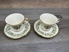 Lenox Holiday Tea Cup   Saucer Christmas Holly China Ivory Gold Rim set Of 2