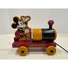 Disney Mickey   Co Wooden Pull Toy Train Mickey Mouse Vintage Collector Item