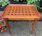 Vintage Mid Century Solid Teak Side Table Lattice Crosshatch Top Yachting Table