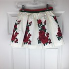 Janie And Jack Skirt Rose Holiday Red Floral Size 8 Adjustable Waist