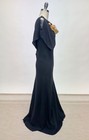 Antique 1920s 1930s Black Silk Gown Full Length Creme Velvet Flower Appliques
