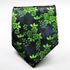 New Classic Floral Dark Blue Green Jacquard Woven 100  Silk Men s Tie Necktie