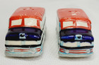 Vintage Ceramic Greyhound Bus Salt   Pepper Shakers Japan Htf Rare Vtg Red Blue