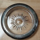 Vintage Leonard Silverplate Crystal Starburst Glass Coaster Set Italy - Set Of 4