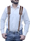 Genuine Leather Suspenders For Men Heavy Duty With Strong Clips