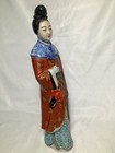 Antique Chinese Famille Rose Porcelain He Xiangu Immortal Figure 12 5   