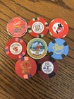 Lot Of  8   5 And  25 Casino Chips From All Over The Usa         