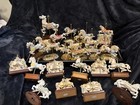 Lot Of 27 Vintage Carousel Collection Porcelain Horses On Wood Or Brass Posts