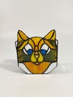 Cat Stained Glass Tea Light Pencil Holder Planter Unique Gift Desk Accessories