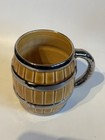 Vintage Wade England Ceramic Barrel Shaped Beer Mug With Silver-tone Bands