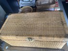 Vintage Asian Style Wicker Trunk Chest Brass Hardware 32 w 17 h 16 d