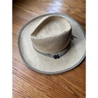 Vintage Straw Fedora Hat Summer Sun Leather Band Leather Trim Western Wear