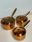 Vintage 60s Laminaco Nasco Columbian Zinc Tin Lined Copper Pots Pans Lids Set