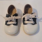 Vintage Baby Infant Shoes Mother Goose Sz 2 5 D Leather Saddle Black   White 